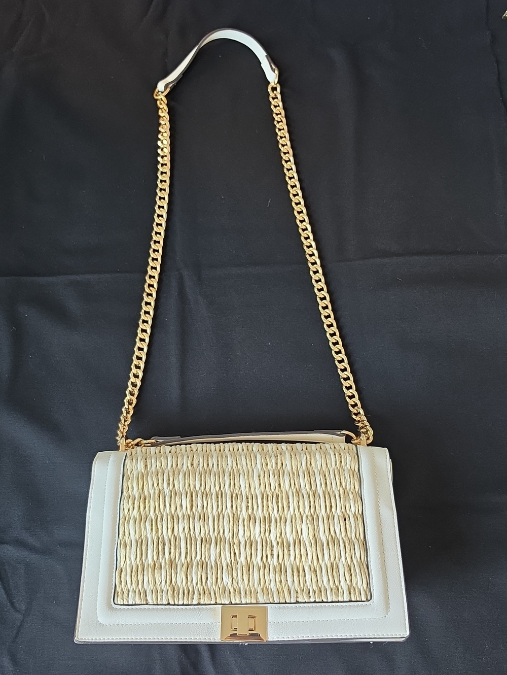 INC International Concepts Cream Shoulder Bag with Gold Chain